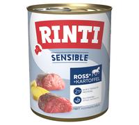 RINTI Sensible 12 x 800 g umido per cane - Cavallo, Fegato di Pollo & Patate - NUOVO!