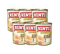 RINTI - Sensible | Cibo umido per cani sensibili e adulti con pezzi di carne naturale. Cibo completo senza cereali in scatola senza additivi artificiali, 6 x 800 g di pollo + patata