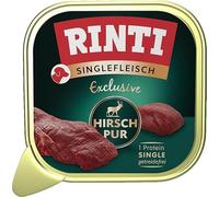 RINTI - Singlefleisch Exclusive | Cibo umido con carne di cervo al 100% per cani sensibili e adulti, cibo completo in ciotole senza cereali e additivi artificiali | 10 x 150 g di cervo puro