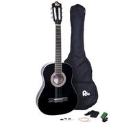 Rio - Chitarra classica acustica 4/4 da 99 cm, in nylon, confezione da 2 pezzi, colore: nero