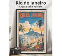 Rio de Janeiro Cross Stitch Pattern: Large Print Vintage Travel Poster Cross-Stitch Design