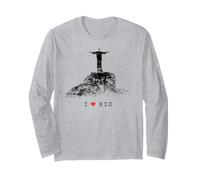 Rio de Janeiro Skyline Statua di Gesù Cristo Brasile Amore Maglia a Manica