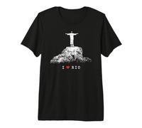 Rio de Janeiro Skyline Statua di Gesù Cristo Brasile Amore Maglietta Premium