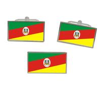 Rio Grande Do Sul (Brasile) Bandiera Gemelli E Fermacravatta Set