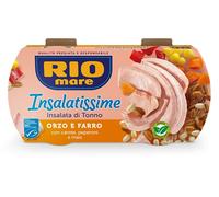 Rio Mare - Insalatissime Orzo, Farro e Tonno Pinne Gialle con Carote, Peperoni e Mais, Senza Conservanti, Certificato MSC, 2 Lattine da 160g