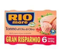 Rio Mare Tonno all'Olio di Oliva, Qualità Pinne Gialle, 6 Lattine da 80 g