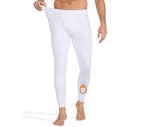 Riocs Pantaloni termici da uomo, lunghi in pile, biancheria intima da sci | Biancheria intima da sci foderata in morbido pile, pantaloni funzionali elasticizzati con pratica apertura per uomo