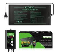 RIOGOO Tappetino termico e set termostato per piantine, tappetino riscaldante impermeabile per serra 10 "x 20,75" Tappetino riscaldante per germinazione Starter per semi di giardinaggio idroponico