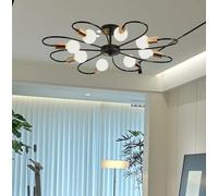 Riohan Lampada da soffitto Sputnik, 8 luci E27, lampada a sospensione moderna a LED, colore nero, lampada da soffitto industriale, lampadario per cucina, camera da letto, soggiorno, sala da pranzo