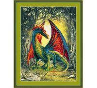 RIOLIS 0057 PT Foresta Drago Ricamo a Punto Croce, Cotone, Multicolore, 30 x 40 x 0,1 cm