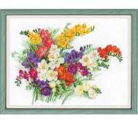 RIOLIS 1561 Freesia Cross Stitch Kit, Cotone, Multicolore, 40 X 30 X 0, 1 cm