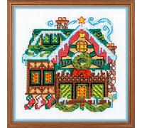 RIOLIS 1663 casa con Una Campana Ricamo a Punto Croce, Cotone, Multicolore, 15 X 0, 1 cm