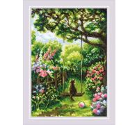 RIOLIS - Altalena da giardino 2114, Punto croce 21x30, Punto croce kit da ricamare, Disegni da ricamare, Embroidery kit, Kit ricamo punto croce