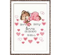 RIOLIS - Annuncio di nascita di bambine 1123, Punto croce 18x24cm, Punto croce kit da ricamare, Disegni da ricamare, Embroidery kit, Set punto croce, Kit ricamo punto croce