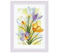 RIOLIS - Spring Glow. Crocuses 2190, kit punto croce 20,4 x 28,9 cm, kit per punto croce per adulti, kit per punto croce contato, kit da ricamo per principianti e avanzati, kit per punto croce
