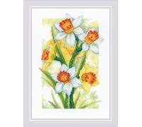 RIOLIS - Bagliore primaverile. Narcisi 2189, Punto croce 21x30cm, Punto croce kit da ricamare, Disegni da ricamare, Embroidery kit, Set punto croce, Kit ricamo punto croce