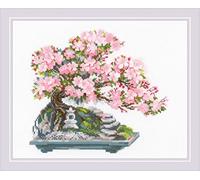 Riolis Set per punto croce "Bonsai in fiore", schema per il conteggio, 30x24cm