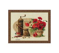 RIOLIS - Coffee Counted Cross Stitch Kit 1121, Punto croce 30x24cm, Punto croce kit da ricamare, Disegni da ricamare, Set di ricamo