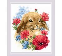 RIOLIS - Coniglietto in fiori 1986, Punto croce 15x18cm, Punto croce kit da ricamare, Disegni da ricamare, Embroidery kit, Set punto croce, Kit ricamo punto croce