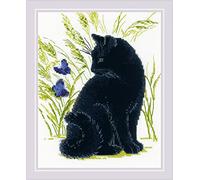 RIOLIS Counted Cross Stitch Kit 9.5"X11.75"-Black Cat (10 Count)