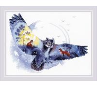 RIOLIS Counted Cross Stitch - Kit 40x30cm - In The Night Forest (14 Count), Punto croce kit da ricamare, Kit ricamo punto croce