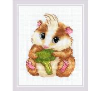 RIOLIS - Criceto Carino 2185, Punto croce 13x16cm, Punto croce kit da ricamare, Disegni da ricamare, Embroidery kit, Kit ricamo punto croce