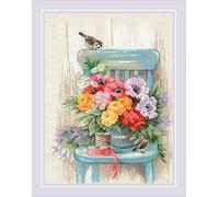 RIOLIS - Fiori da giardino 2299, Punto croce 30x40cm, Punto croce kit da ricamare, Disegni da ricamare, Embroidery kit, Kit ricamo punto croce