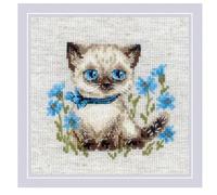 RIOLIS - Gattino siamese 2118, Punto croce 15x15, Punto croce kit da ricamare, Disegni da ricamare, Embroidery kit, Kit ricamo punto croce