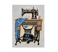 RIOLIS - Gatto con macchina da cucire 857, Punto croce 18x24cm, Punto croce kit da ricamare, Disegni da ricamare, Embroidery kit, Set punto croce, Kit ricamo punto croce