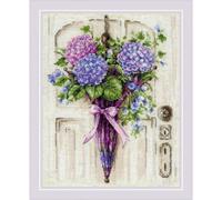 RIOLIS - Ghirlanda di ombrelli 2087, Punto croce 24x30cm, Punto croce kit da ricamare, Disegni da ricamare, Embroidery kit, Set punto croce, Kit ricamo punto croce