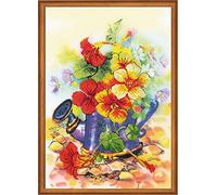 Riolis Giardino annaffiatoio Ricamo a Punto Croce, Cotone, Multicolore, 21 x 30 x 0,1 cm