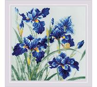 RIOLIS - Iris blu 2102, Punto croce 30x30cm, Punto croce kit da ricamare, Disegni da ricamare, Embroidery kit, Set punto croce, Kit ricamo punto croce