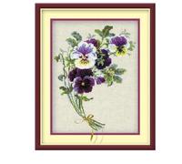 RIOLIS - Mazzo di viole del pensiero 1020, Punto croce 24x30, Punto croce kit da ricamare, Disegni da ricamare, Embroidery kit, Kit ricamo punto croce