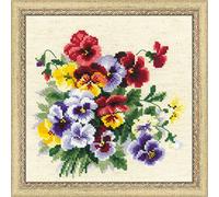 RIOLIS - Miscela di viole del pensiero 1516, Punto croce 20x20cm, Punto croce kit da ricamare, Disegni da ricamare, Embroidery kit, Set punto croce, Kit ricamo punto croce