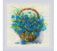 RIOLIS - Non ti scordar di me in un cestino 2170, Punto croce 22x22cm, Punto croce kit da ricamare, Disegni da ricamare, Embroidery kit, Set punto croce, Kit ricamo punto croce