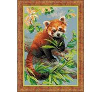 RIOLIS Panda Rosso Ricamo a Punto Croce, Cotone, Multicolore, 21 x 30 x 0,1 cm