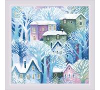 RIOLIS - Pannello Cuscino Città 2247, Punto croce 40x40, Punto croce kit da ricamare, Disegni da ricamare, Embroidery kit, Kit ricamo punto croce