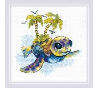 RIOLIS - Piccola Tartaruga 2287, Punto croce 15x15cm, Punto croce kit da ricamare, Disegni da ricamare, Embroidery kit, Kit ricamo punto croce