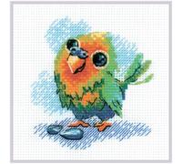 RIOLIS - Piccolo pappagallo 2284, Punto croce 15x15cm, Punto croce kit da ricamare, Disegni da ricamare, Embroidery kit, Kit ricamo punto croce