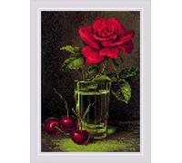RIOLIS - Rosa e ciliegia dolce 2123, Punto croce 15x21, Punto croce kit da ricamare, Disegni da ricamare, Embroidery kit, Kit ricamo punto croce