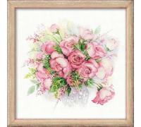 RIOLIS - Rose ad acquerello 1335, Punto croce 30x30cm, Punto croce kit da ricamare, Disegni da ricamare, Set di ricamo