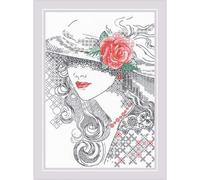 Riolis Set di ricamo Blackwork "Mysterious Rose" 21x30cm, schema di conteggio