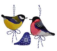 RIOLIS Set Punto Croce Ciondolo Invernale Uccelli, Cotone, Multicolore, 9 x 7 cm, 2 unità