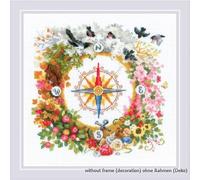 Riolis Set punto croce "Compass", motivo numerico, 30x30cm