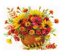 Riolis Set punto croce "Fiori d'autunno", schema di conteggio, 30x24cm