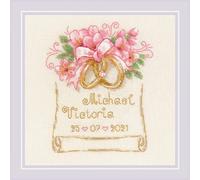 Riolis Set punto croce "Wedding rings", schema di conteggio, 15x15cm