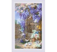 RIOLIS - Spring after E. Bidou 2279, Kit Punto Croce Floreale 30 x 50 cm, Ricamo per Principianti e Avanzati, Kit Ricamo per Adulti
