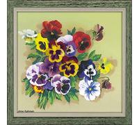 RIOLIS Viole del Pensiero. Il Punto per Punto Satin, Cotone, Multicolore, 20 x 20 x 0,1 cm