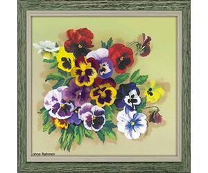 RIOLIS Viole del Pensiero. Il Punto per Punto Satin, Cotone, Multicolore, 20 x 20 x 0,1 cm