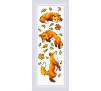 RIOLIS - Volpi nelle foglie 1879, Punto croce 8x24cm, Punto croce kit da ricamare, Disegni da ricamare, Embroidery kit, Set punto croce, Kit ricamo punto croce